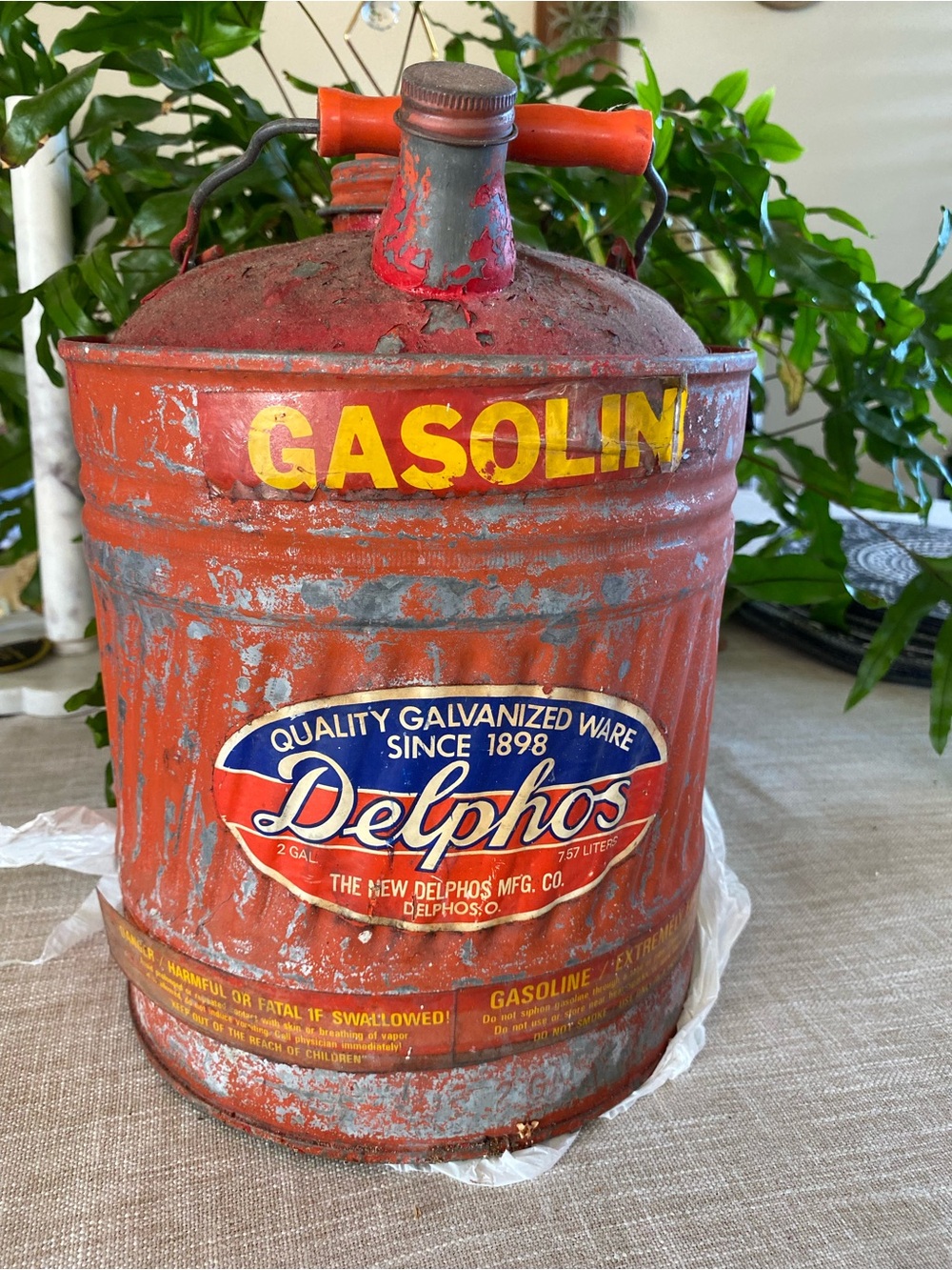 Vintage Delphos Galvanized Gas Can